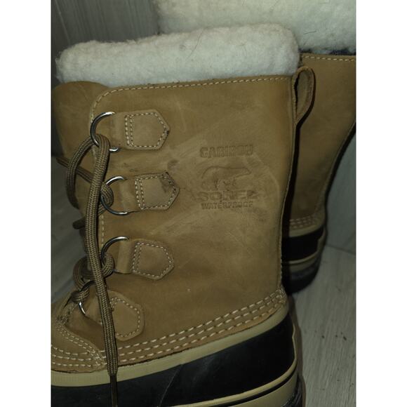 Sorel Boots Caribou Womens 8 Winter Snow Rain Work Sherpa Lined Leather READ - Picture 3 of 12